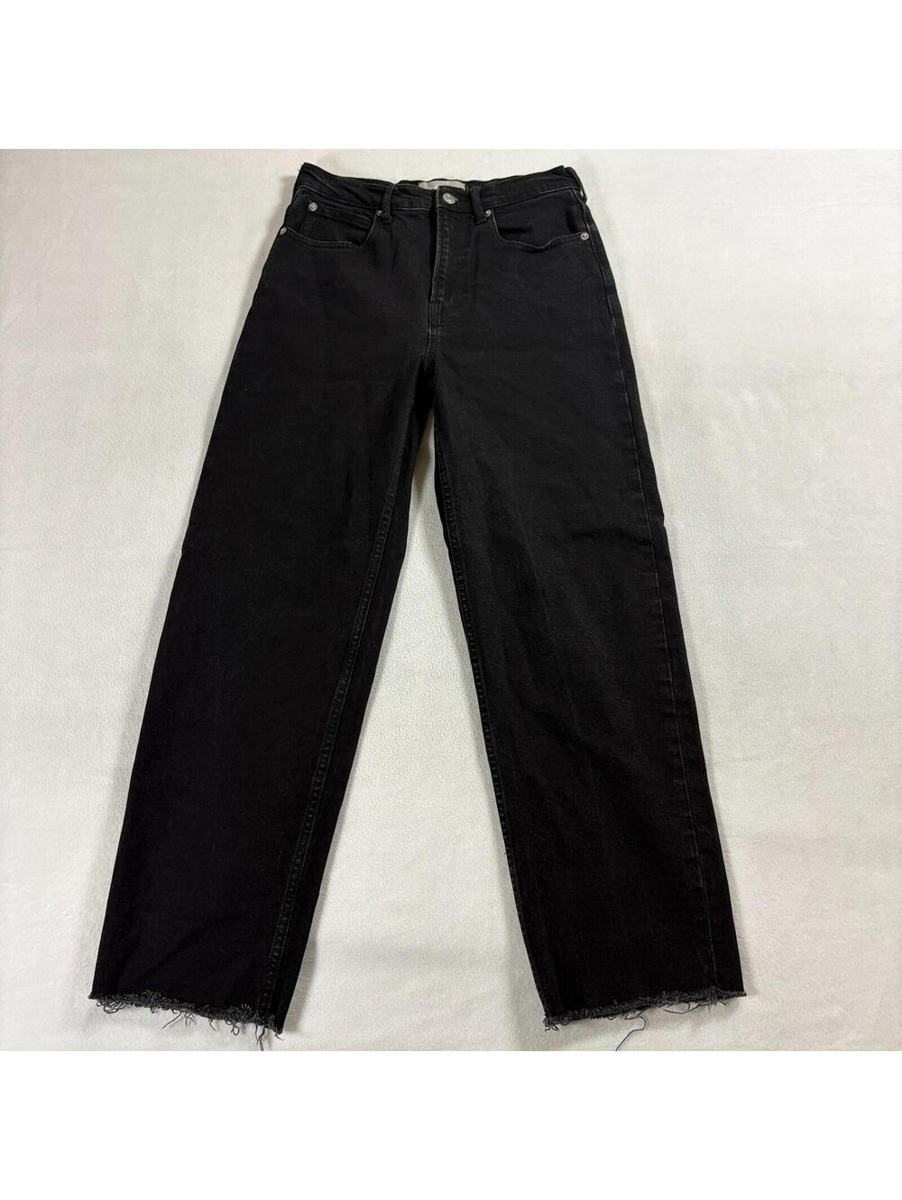Everlane Way High Jean Black Straight Crop Raw Hem Women 26 Fits Like 26x26